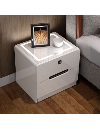 Smart Nightstand with Lights Light Luxury Modern Simple Bedroom Bedside Small Cabinet