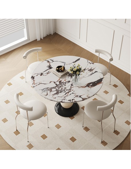 Simple Rock Slab Round Dining Table