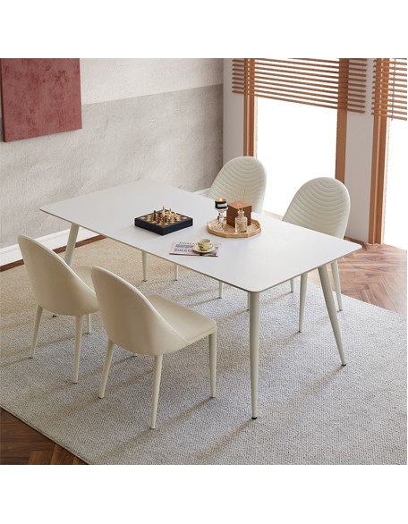 Pure White Slate Cream Style Dining Table