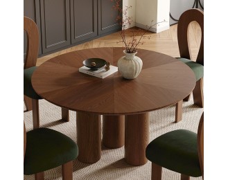 French Vintage Solid Wood Round Dining Table